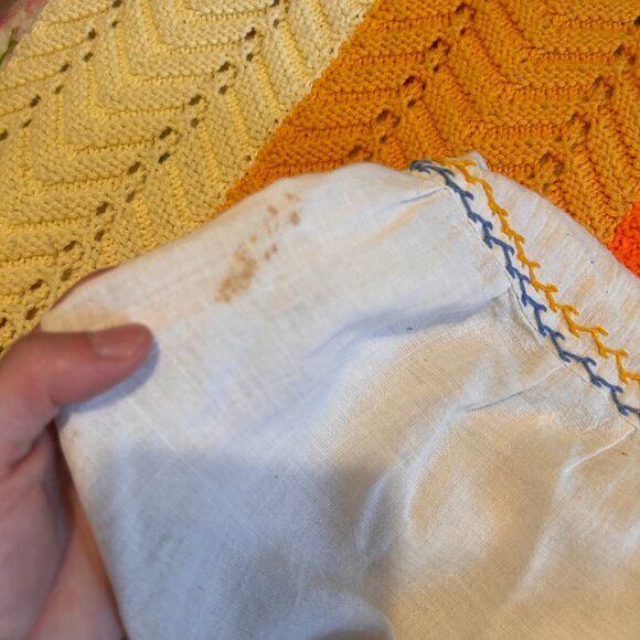 1960s Hippie Hand embroidered crochet edge polycotton Prairie scandinavian maxi - Picture 14 of 14